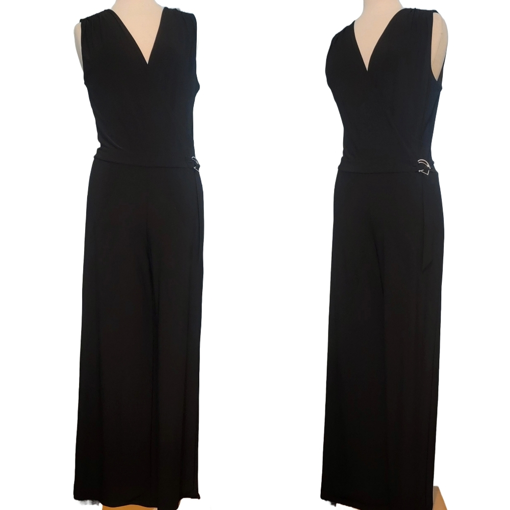 White House Black Market Wrap Buckle Tie Wide Leg Jumpsuit